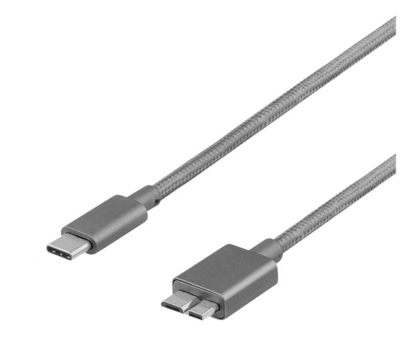 DELTACO PRIME USB 3.1 Gen1 Kabel, Typ C - Typ Micro-B, 1m, rymdgr&aring;