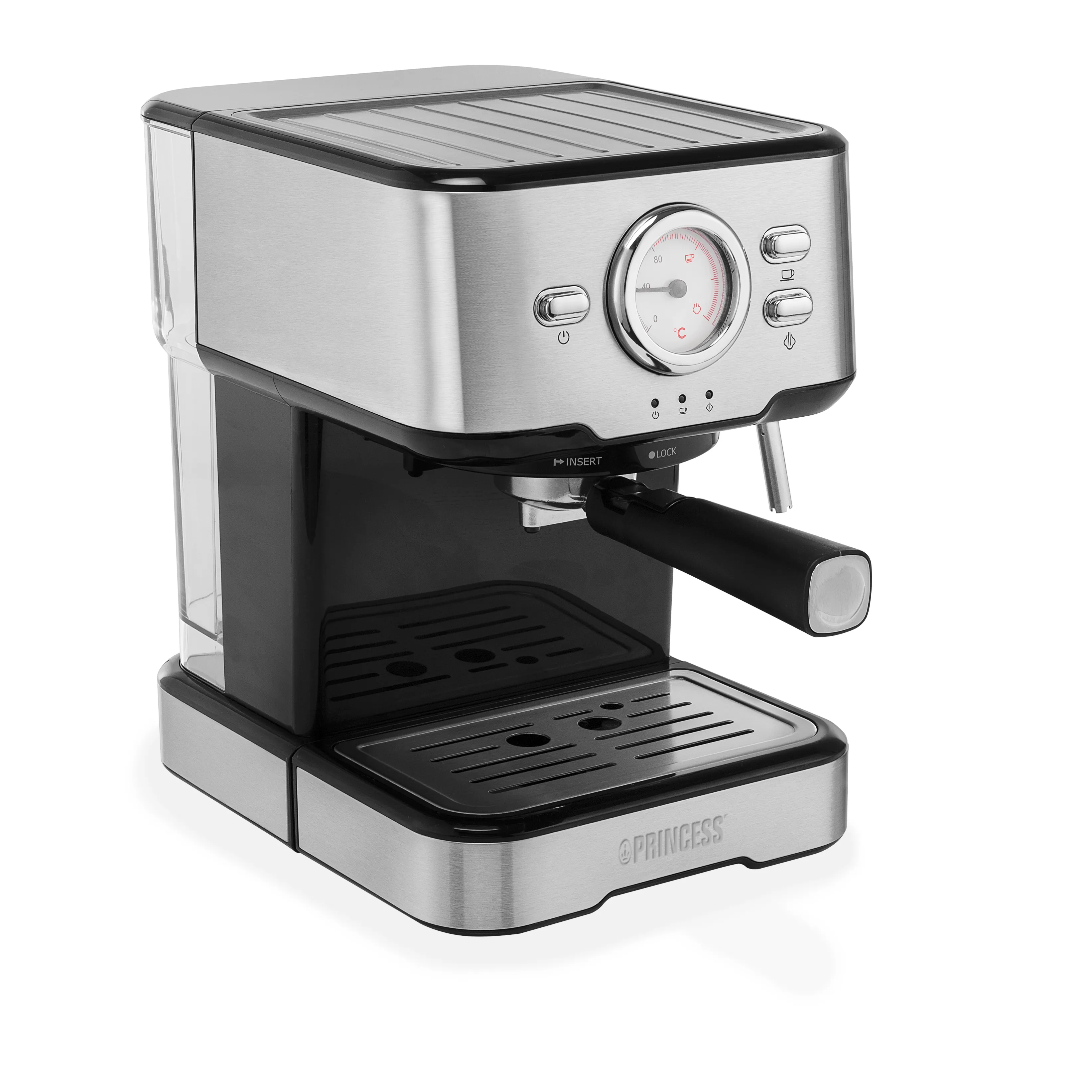 Princess 01.249412.01.001 Espresso Machine, 1.5L, Black and Stainless Steel