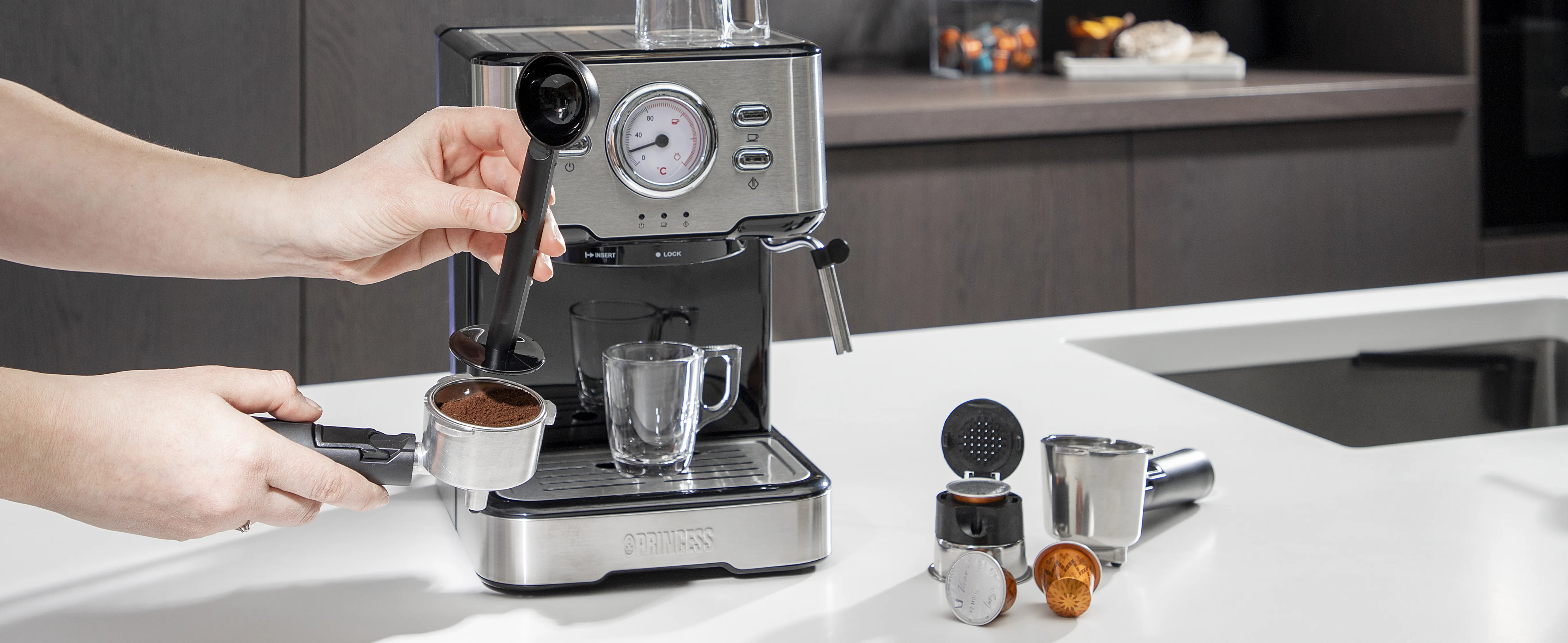 Princess 01.249412.01.001 Espresso Machine, 1.5L, Black and Stainless Steel