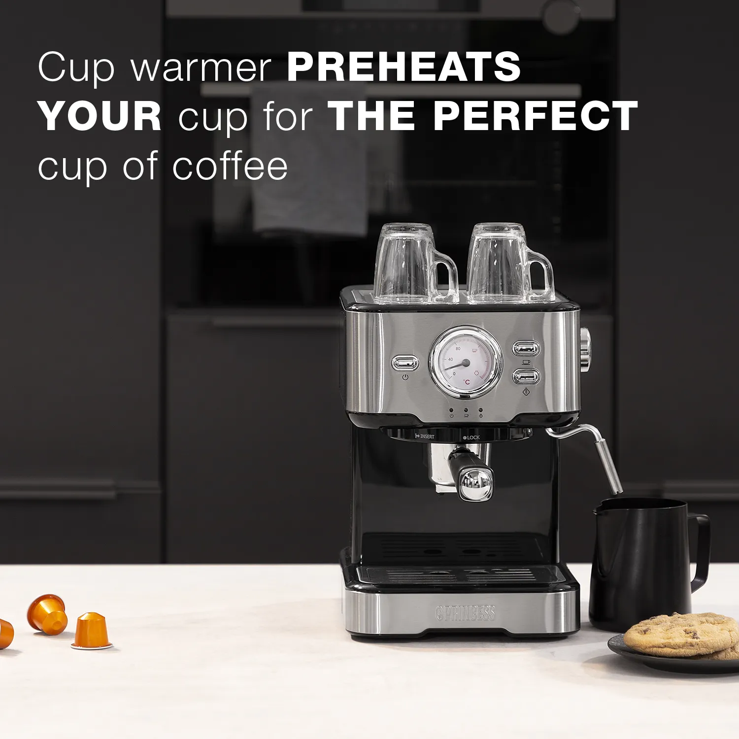 Princess 01.249412.01.001 Espresso Machine, 1.5L, Black and Stainless Steel
