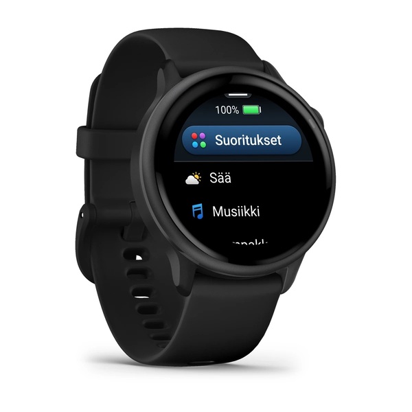 Garmin Vivoactive 6 GPS -&auml;lykello, tummanharmaa ja musta hihna