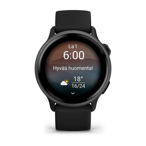 Garmin Vivoactive 6 GPS -&auml;lykello, tummanharmaa ja musta hihna
