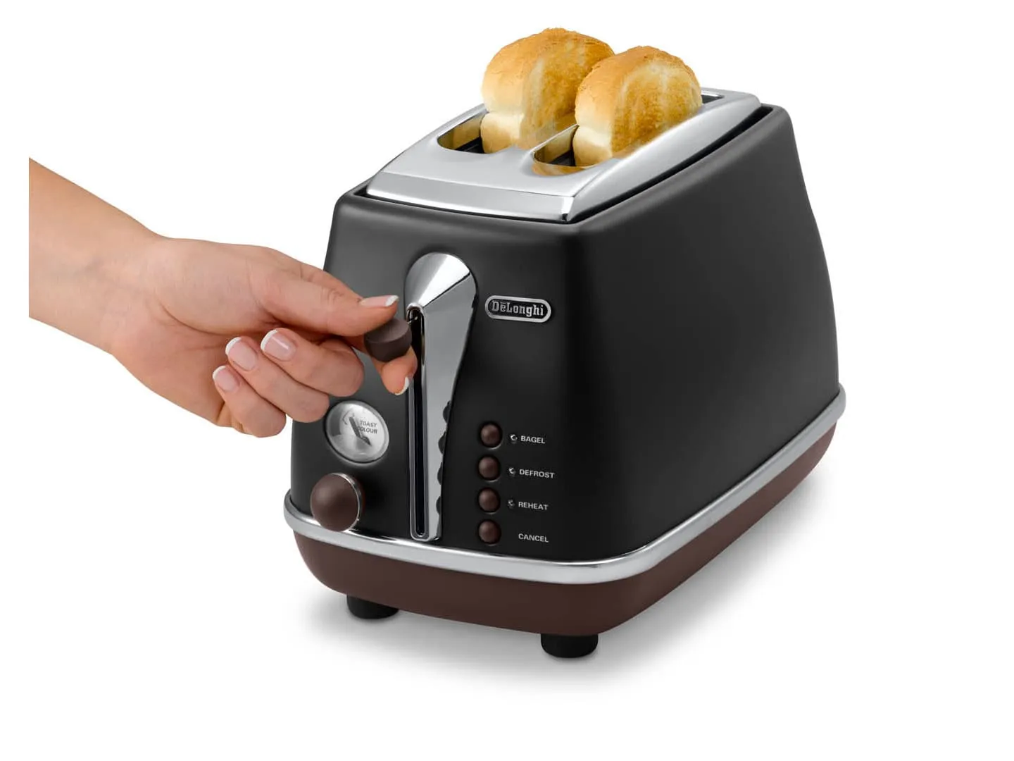 DeLonghi Icona Vintage CTOV 2103.BK -leivänpaahdin, 2 viipale(i)ta,  Musta