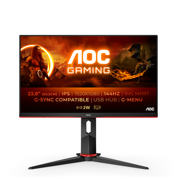 AOC 23.8" 24G2U/BK, Full HD, 144Hz, IPS - gaming monitor