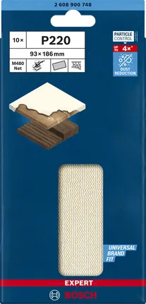 BOSCH Mesh structure sanding sheet M480 93x186 K220 10x - 2608900748 EXPERT RANGE