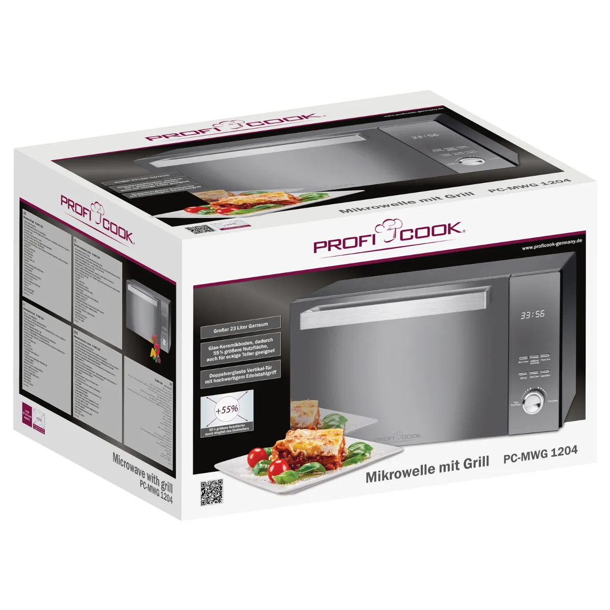 PROFICOOK 501204 Microwave with Grill, 800 W, 23 L, Countertop