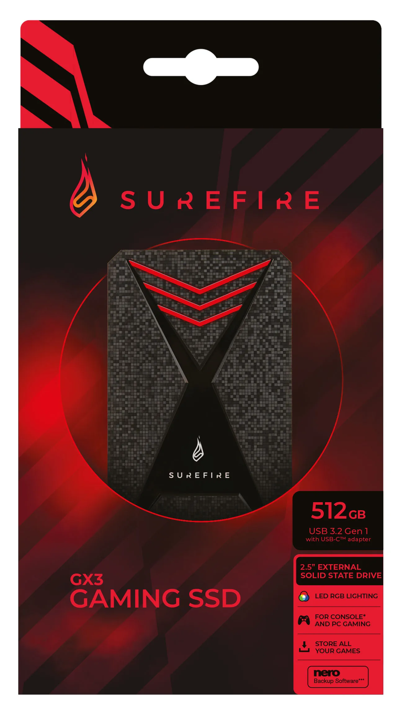 SureFire Bunker 512GB Micro-USB - External SSD, Black