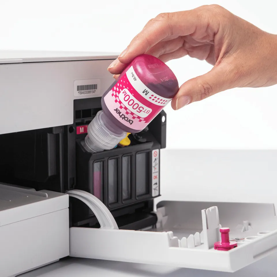 Brother BT5000CLVAL kit med bl&auml;ckflaskor, 48.8 ml, cyan/magenta/gul, 3 st