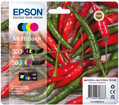 Epson 503XL Chillies kit med bl&auml;ckpatroner, cmyk, 4 st
