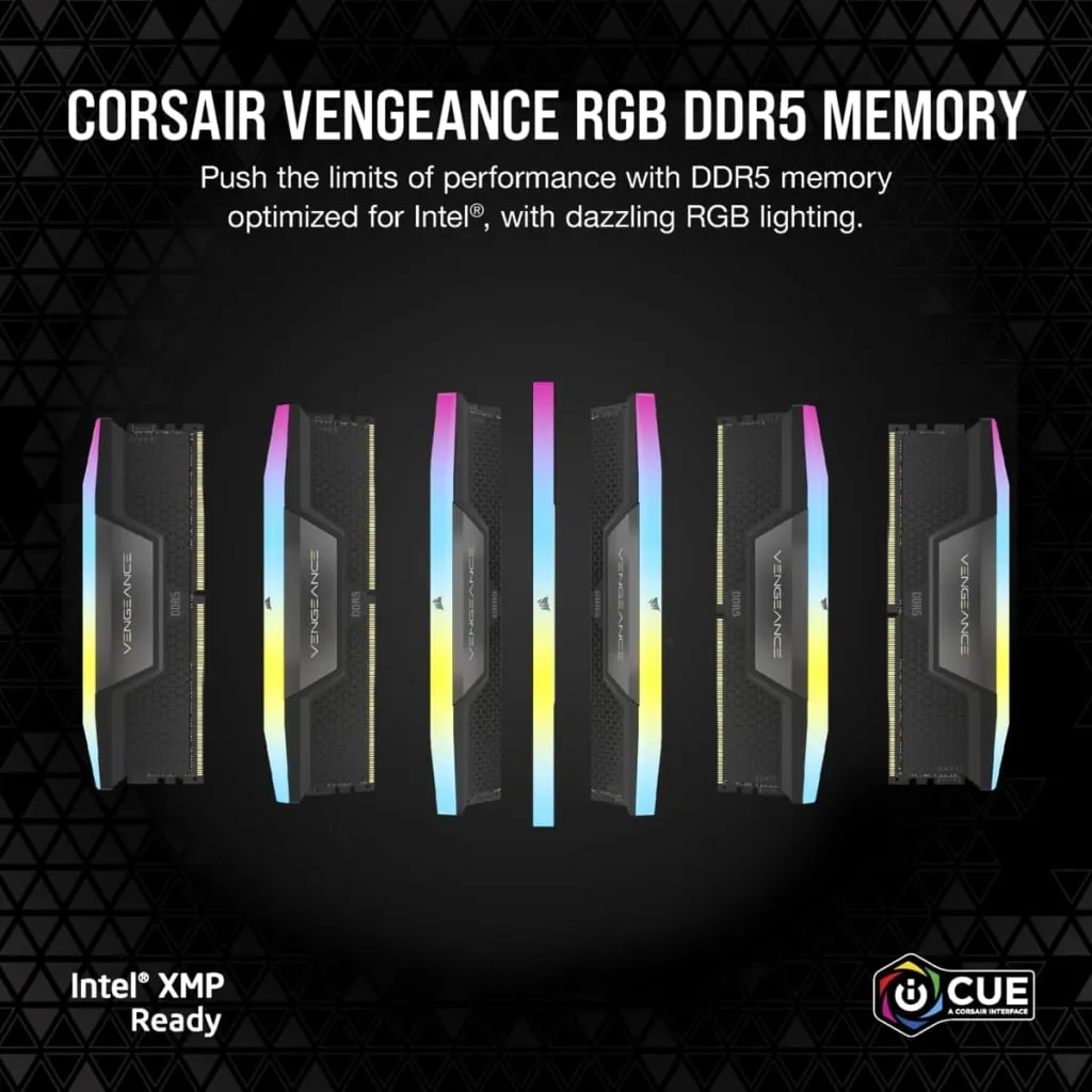 CORSAIR VENGEANCE RGB 48GB 2x24GB DDR5 7200MT/s DIMM Unbuffered 36-46-46-116 XMP 3.0 Black Heatspreader 1.4V