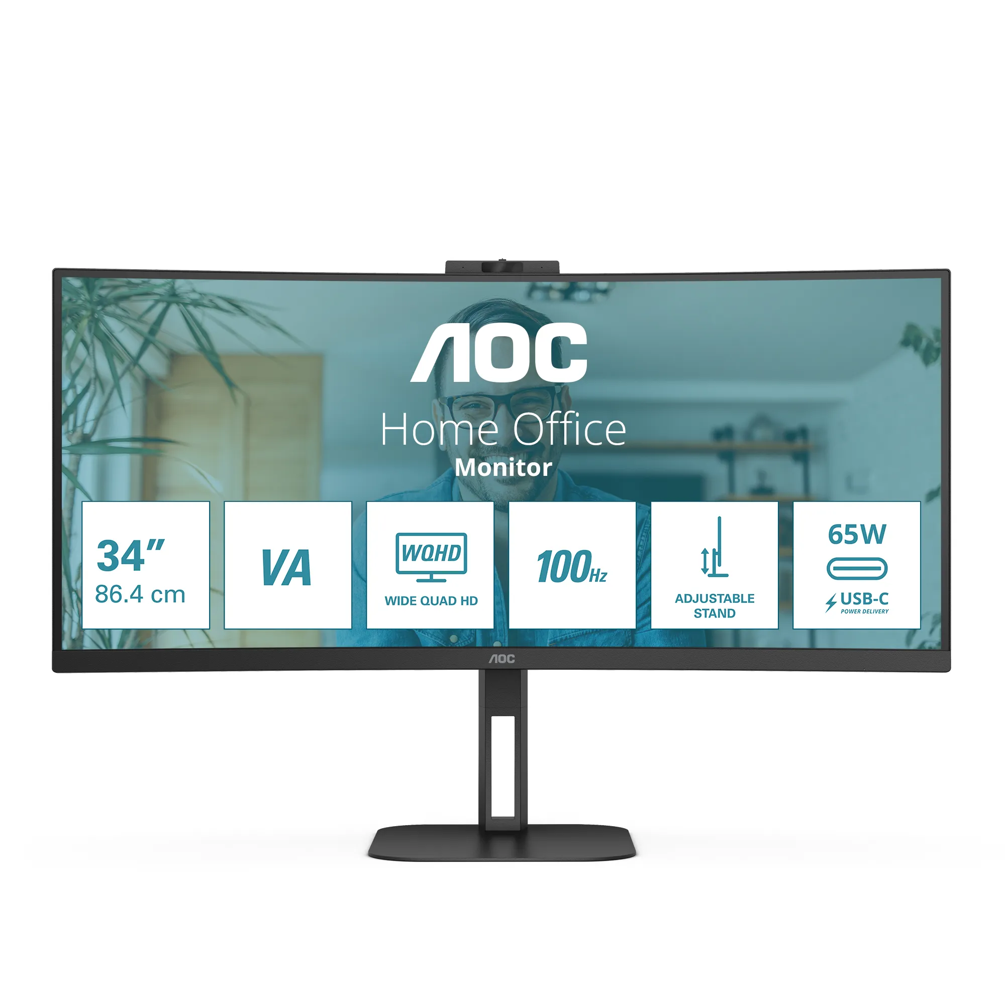 AOC CU34V5CW 34" UWQHD, USB-C, VA - curved monitor