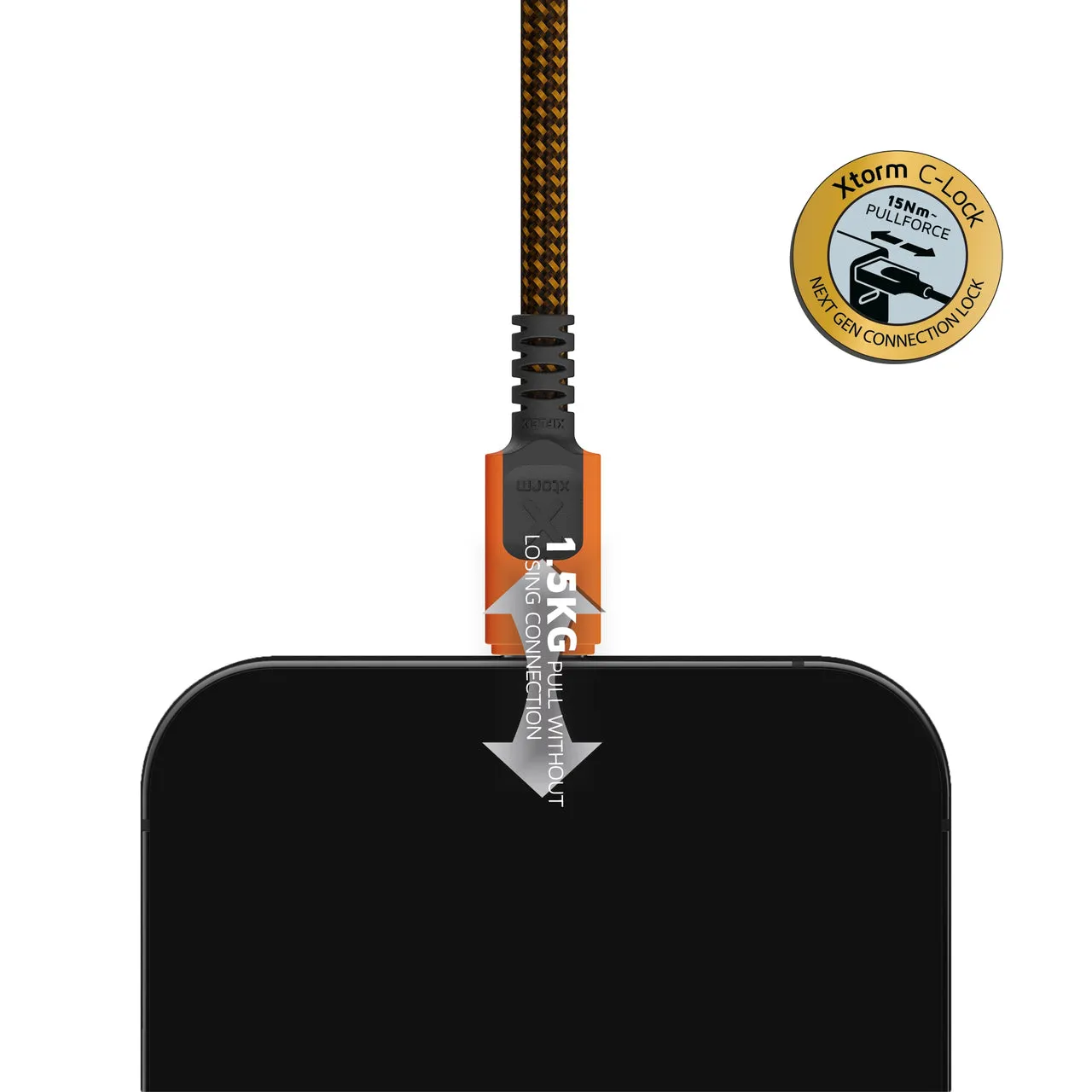 XTORM Xtreme USB-A &ndash; USB-C kabel, 1,5 m, svart