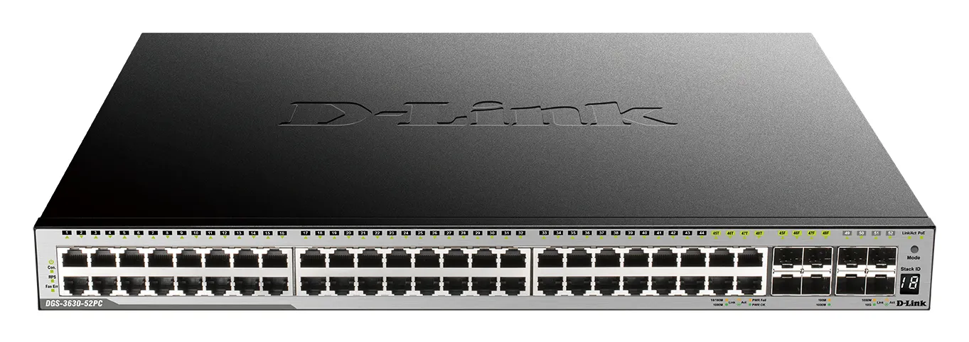 D-Link 44-port GE PoE 370W Layer 3 Stackable Managed Gigabit Switch in