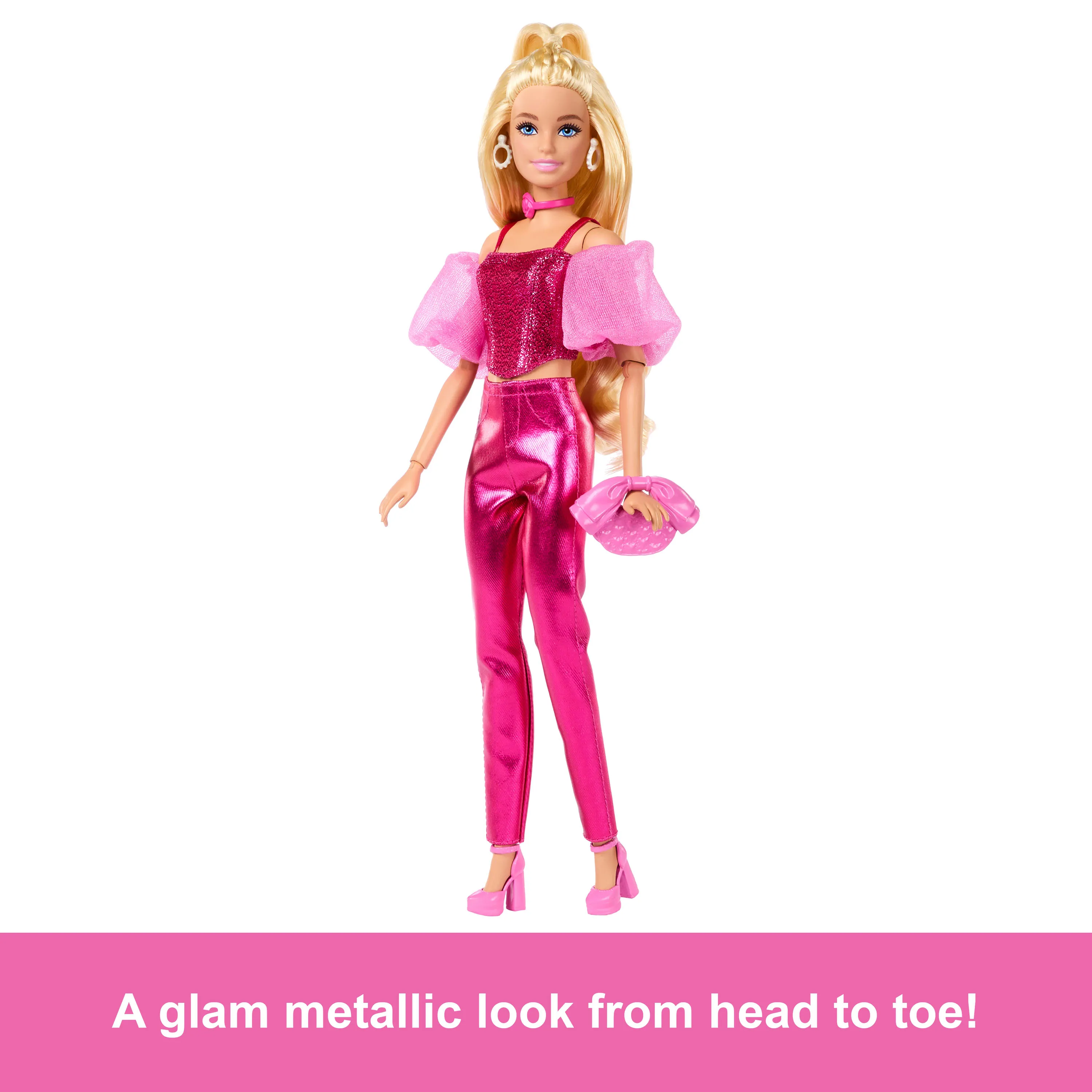 Barbie Barbie Deluxe Style in pink metallic outfit, doll