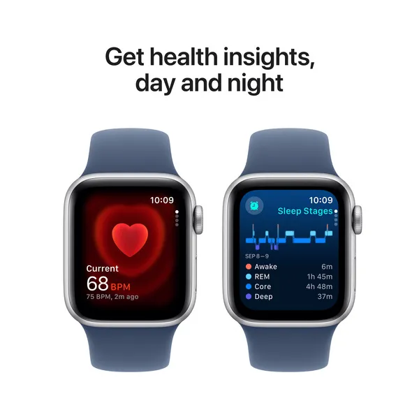 APPLE Watch SE GPS 40mm Silver Aluminium Case with Denim Sport Band - S/M