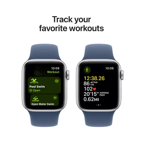 APPLE Watch SE GPS 40mm Silver Aluminium Case with Denim Sport Band - S/M