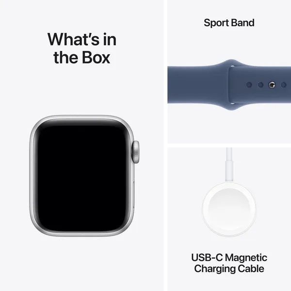 APPLE Watch SE GPS 40mm Silver Aluminium Case with Denim Sport Band - S/M