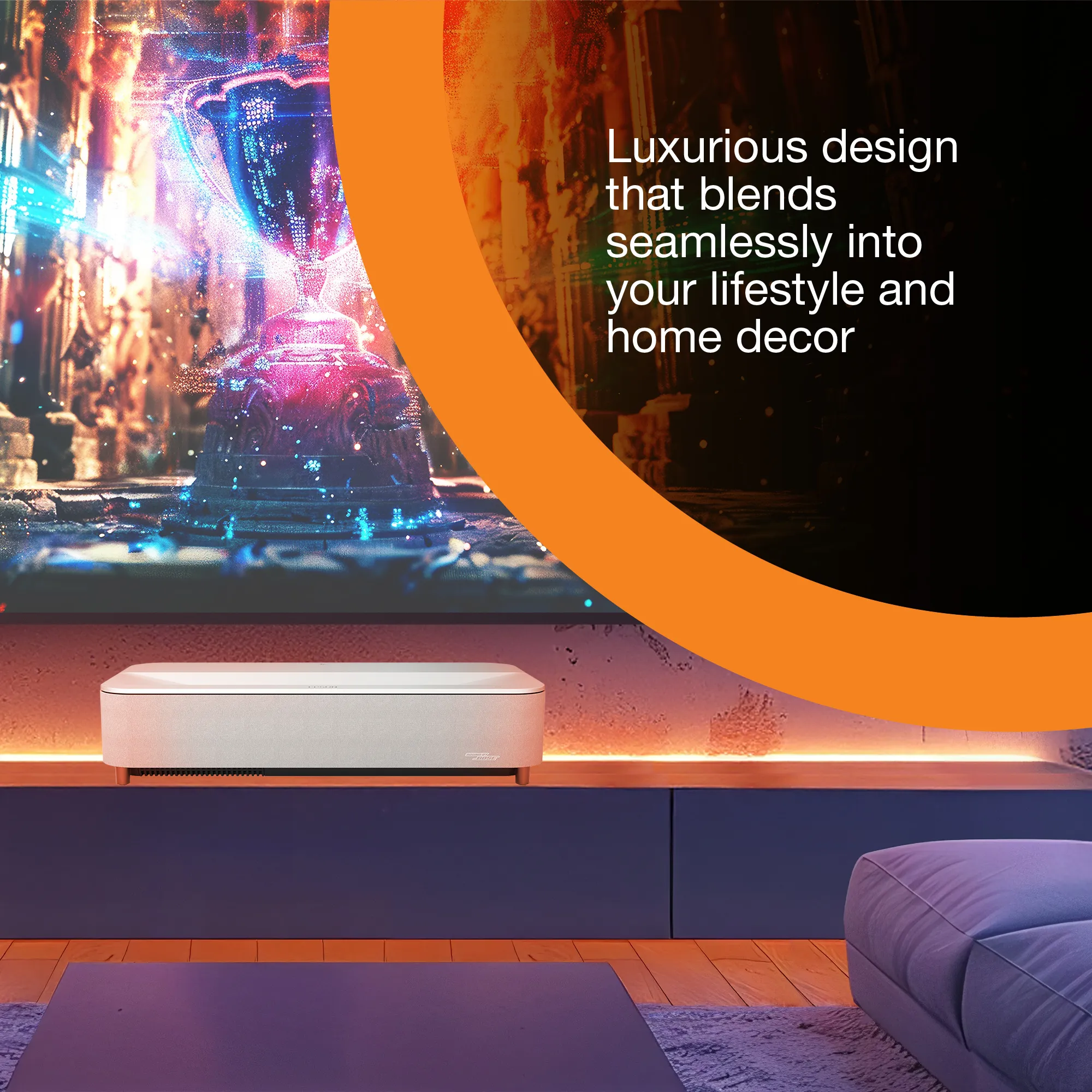 Epson Lifestudio Grand Plus EH-LS970W Ultra Short Throw 3LCD 4K UHD 4000 ANSI lm Laser Projector, White