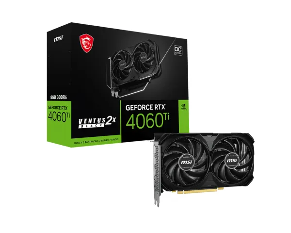 MSI GeForce RTX 4060 Ti Ventus X2 Black E1 OC 8 Gt -näytönohjain