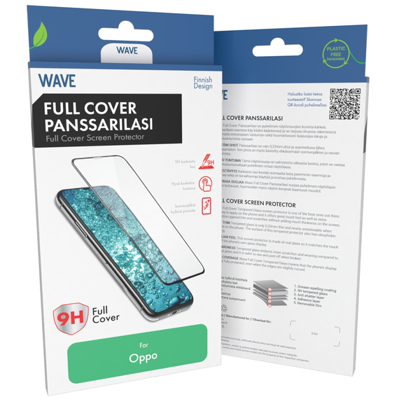 Wave Helt&auml;ckande pansarglas, Oppo A77 5G, svart ram