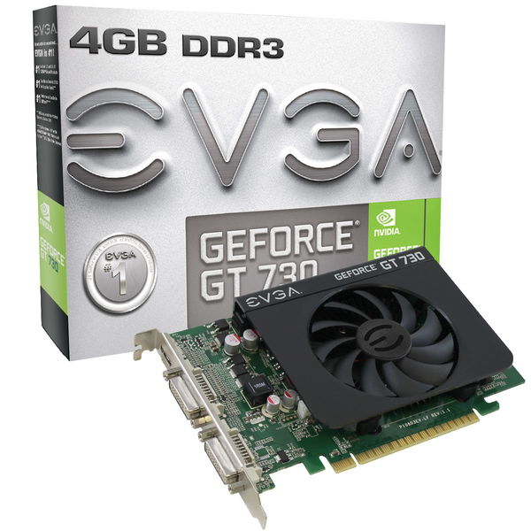 EVGA GeForce GT 730 4GB FAN GDDR3 PCI-E X16 DVI HDMI VGA -n&auml;yt&ouml;nohjain