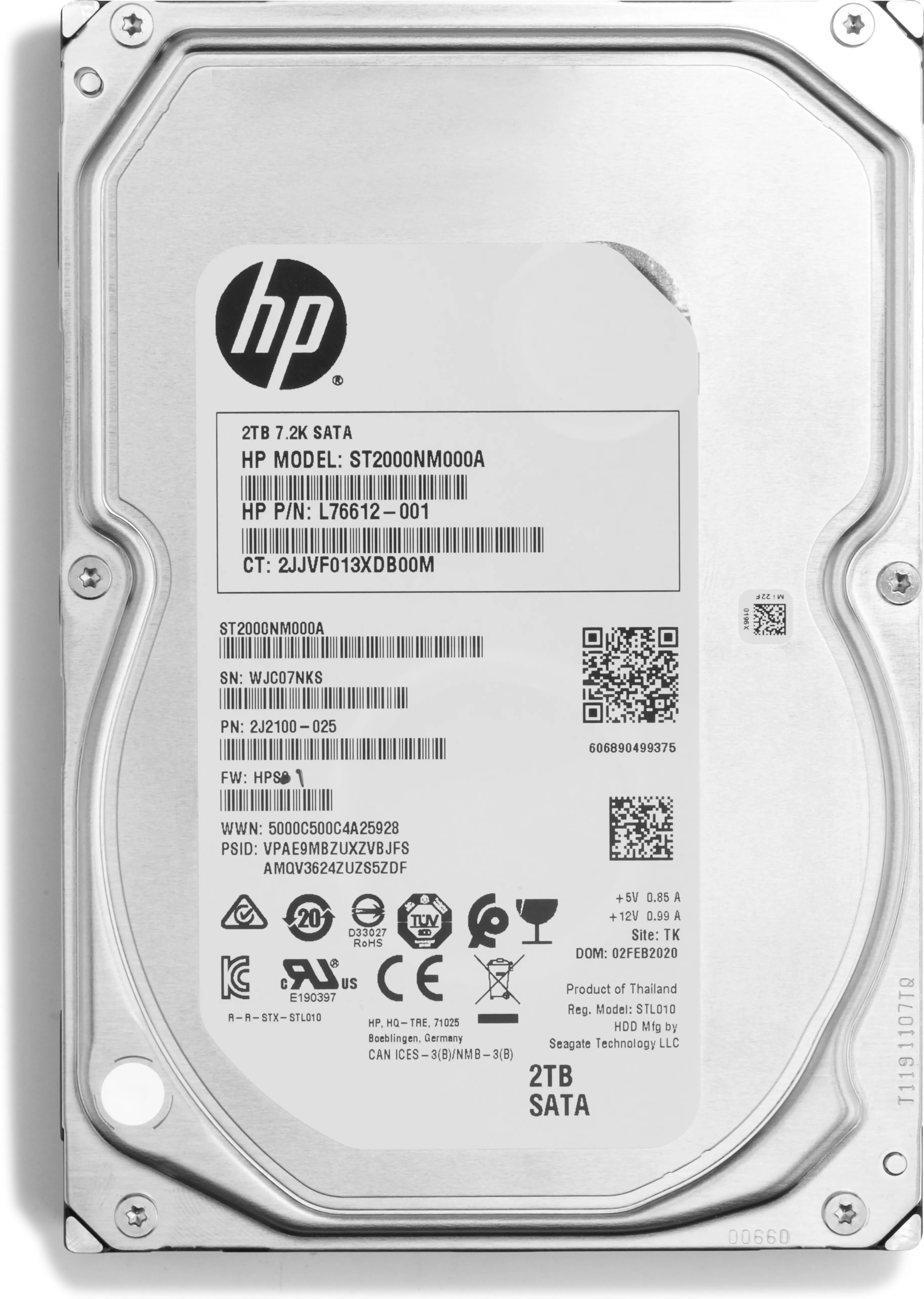 HDD 2TB 7200RPM SATA 3.5in SMR