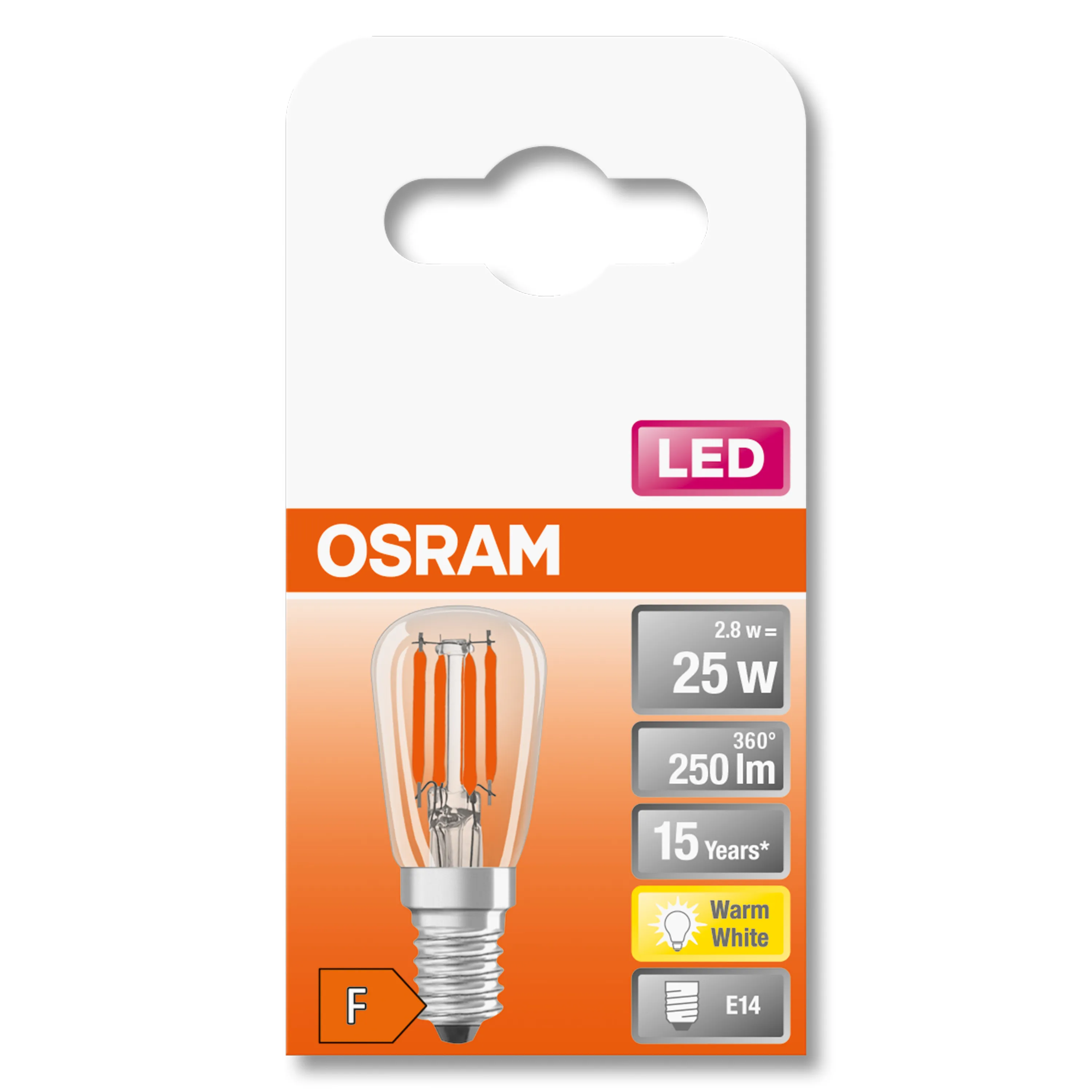 OSRAM LED Special T26 E14 Clear 2.8 Watt 25 Watt Equivalent Warm White