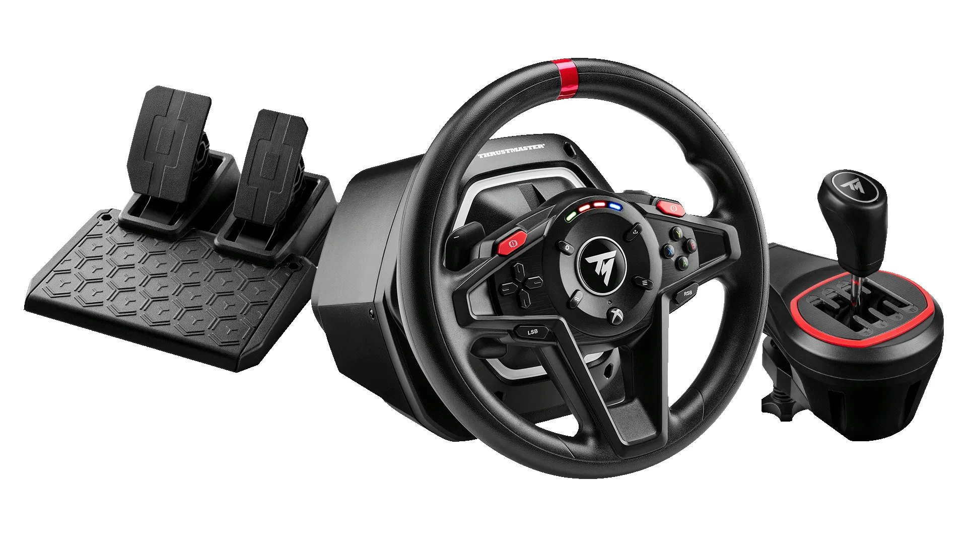 Thrustmaster T128 Shifter Pack -ohjauspy&ouml;r&auml;, polkimet ja vaihdekeppi, langallinen - PC / Xbox Series X / Xbox Series S / Xbox One - Musta
