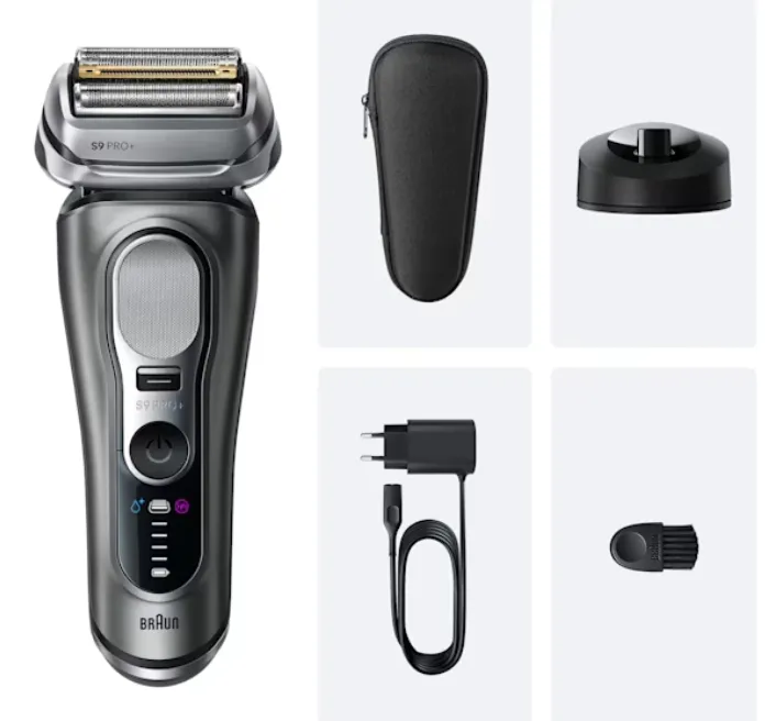 Braun Series 9 Pro+ 554237 m&auml;rk&auml;- ja kuiva-ajoon -parranajokone, musta, harmaa