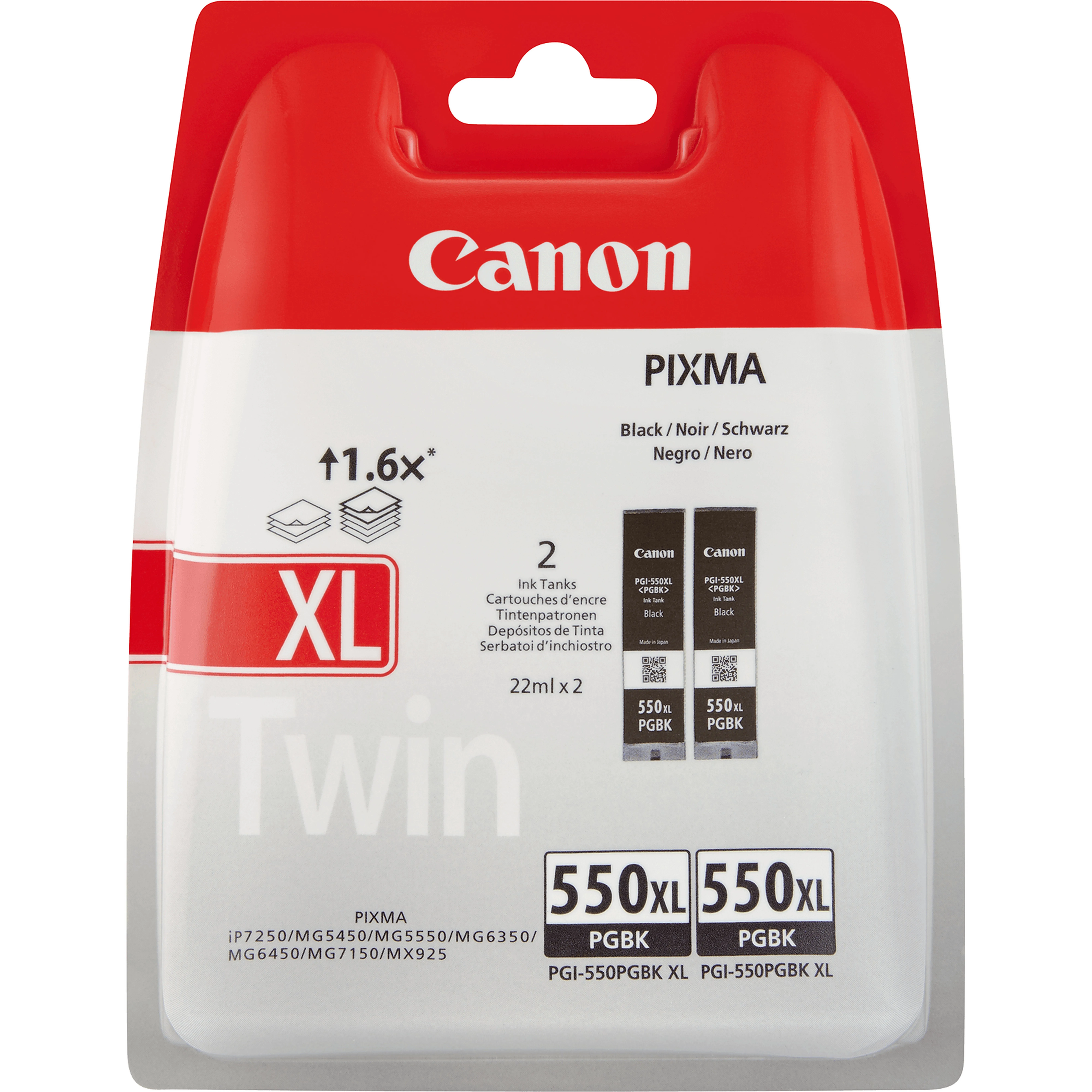 Canon PGI-550PGBK XL Ink cartridge kit, 22 ml, Black, 2 pcs