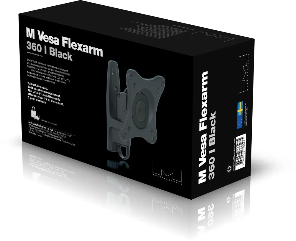 Multibrackets M VESA Flexarm 360 I - Wall mount tuotteelle LCD nestekiden&auml;ytt&ouml; / plasma TV - musta -n&auml;yt&ouml;n koko: 15"-32"