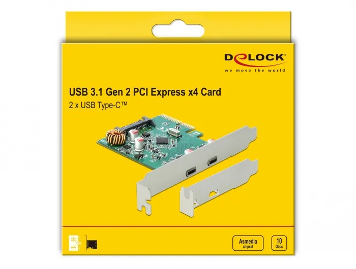 Delock PCI Express x4 Card to 2 x external SuperSpeed USB 10 Gbps (USB