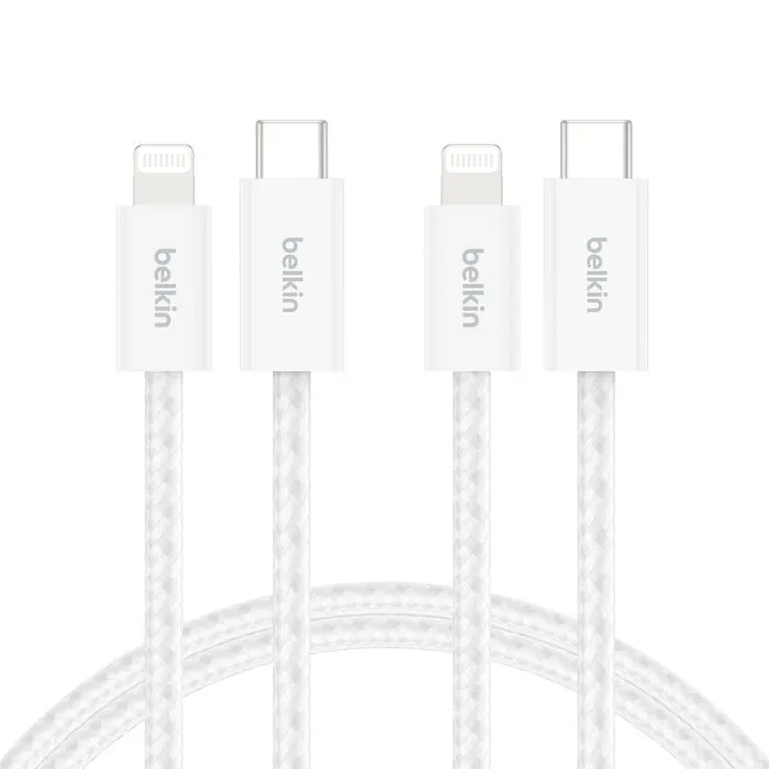 Belkin USB-C to Lightning cable, 1.5 m, White, 2 pcs