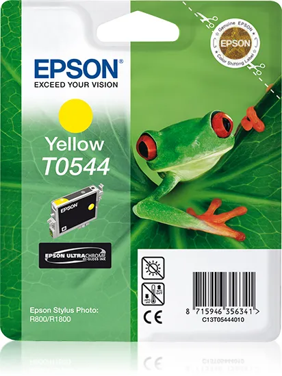 Epson T0544 - Kasetti tulostimelle - 1 x pigmentoitu keltainen - 400 sivua - blister RF:ll&auml;/&auml;&auml;nih&auml;lyttimell&auml; malleihin Stylus Photo R1800, R800
