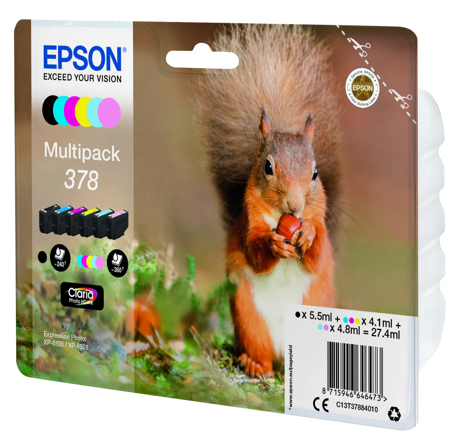 Epson 378 -mustekasettipakkaus, moniv&auml;rinen, 6 kpl