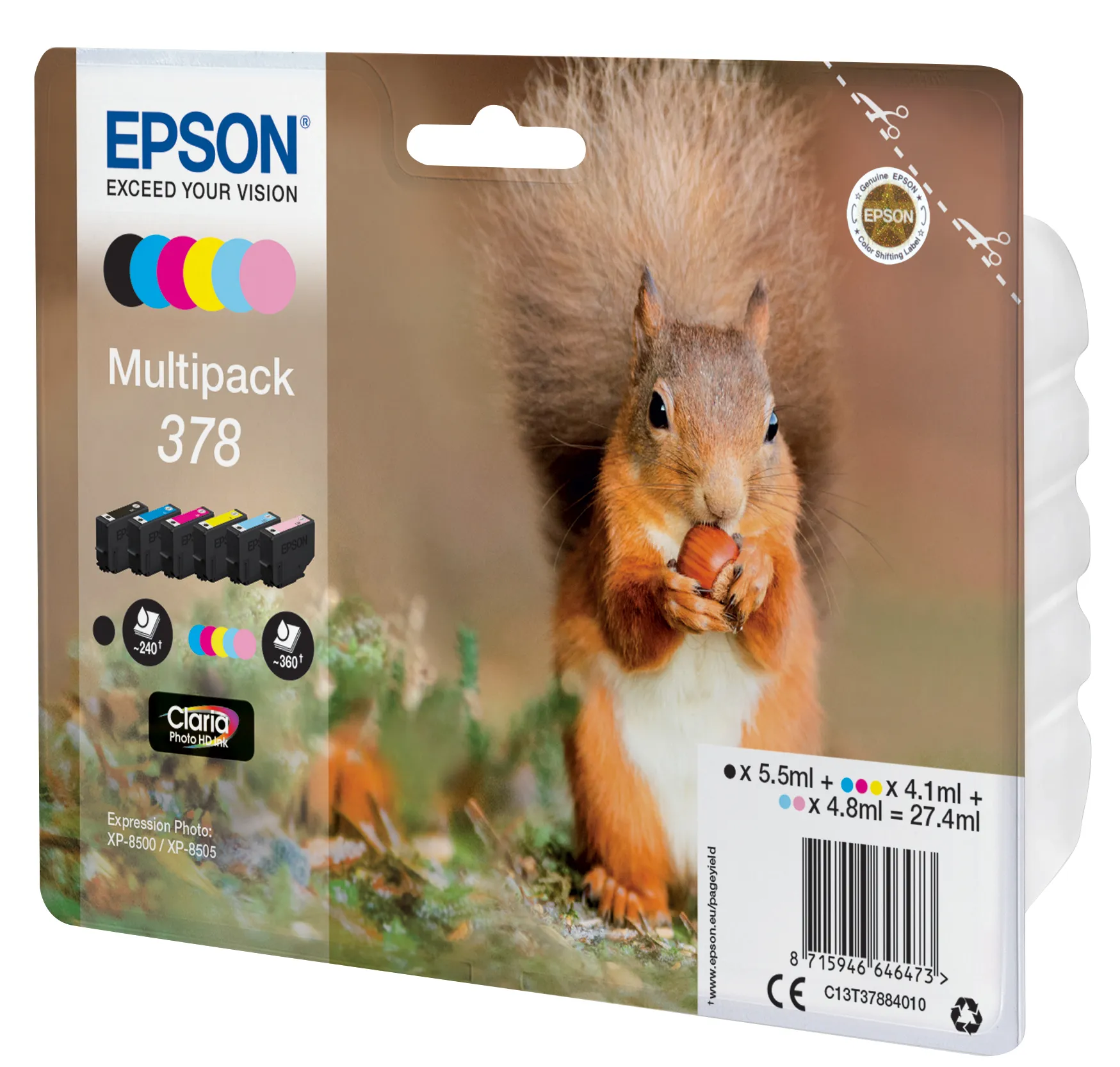 Epson 378 C13T37884020 -mustekasettipakkaus, musta, syaani, vaaleansyaani, magenta, vaaleanmagenta, keltainen