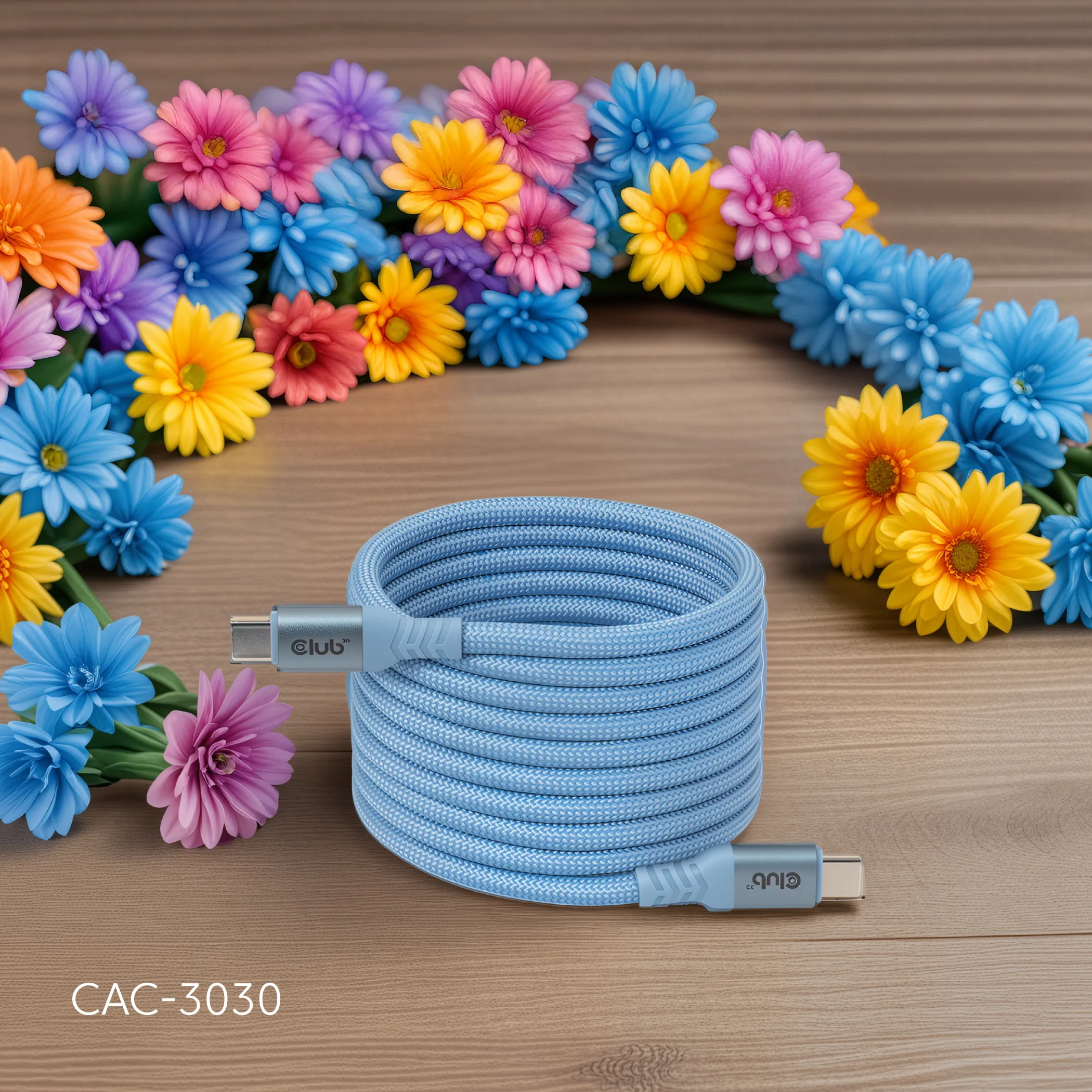 Club 3D CAC-3030 magneettinen USB-C -kaapeli, 240 W, 2 m, sininen