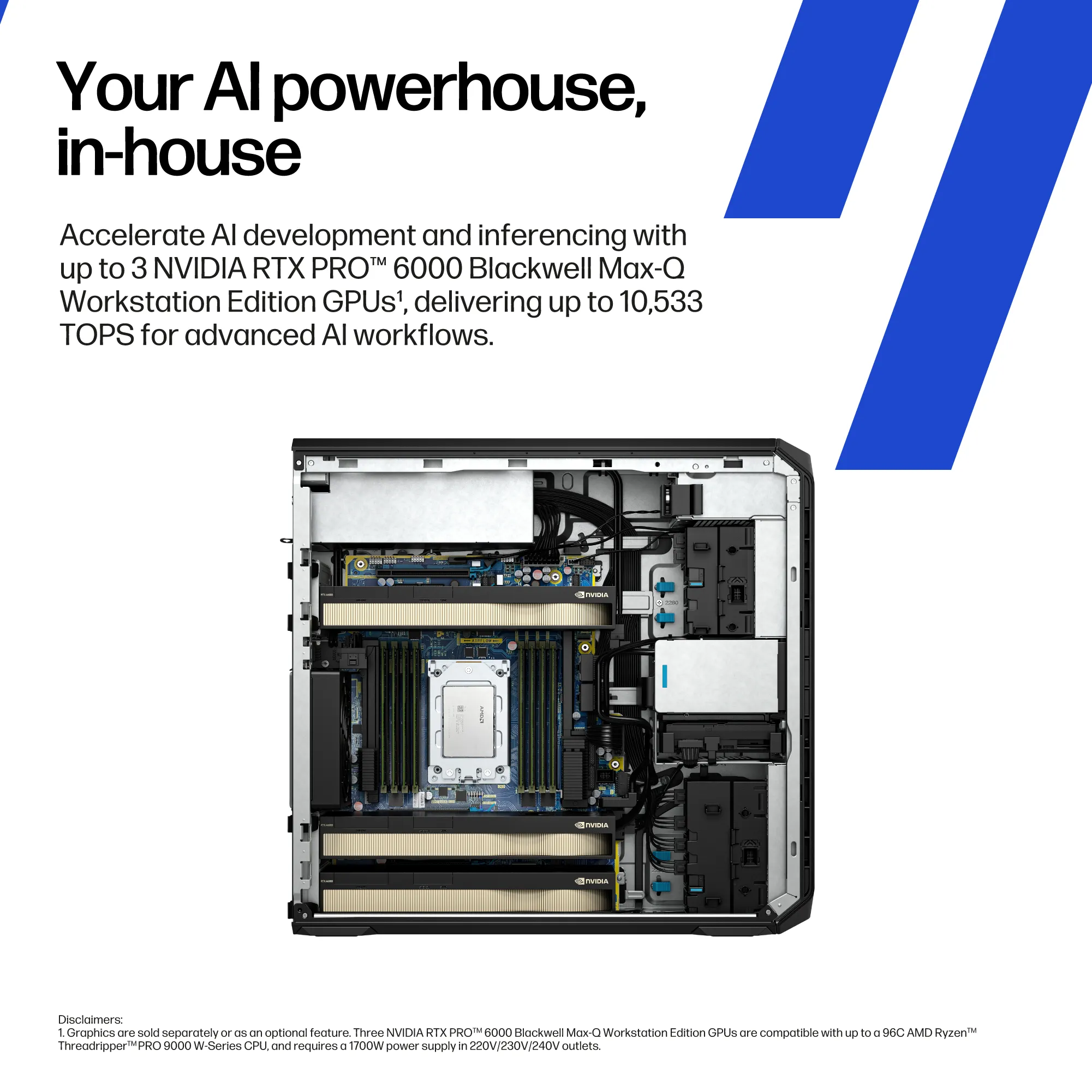 HP Z6 G5 A AMD Ryzen Threadripper PRO 9955WX, 64GB, 1TB, Win 11 Pro Workstation, Tower, Black