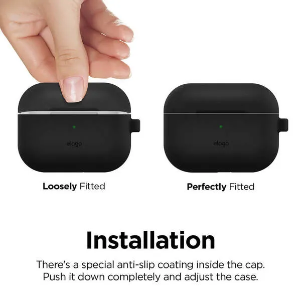 ELAGO Suojalaukku Airpod Pro Karabiinilukko Musta