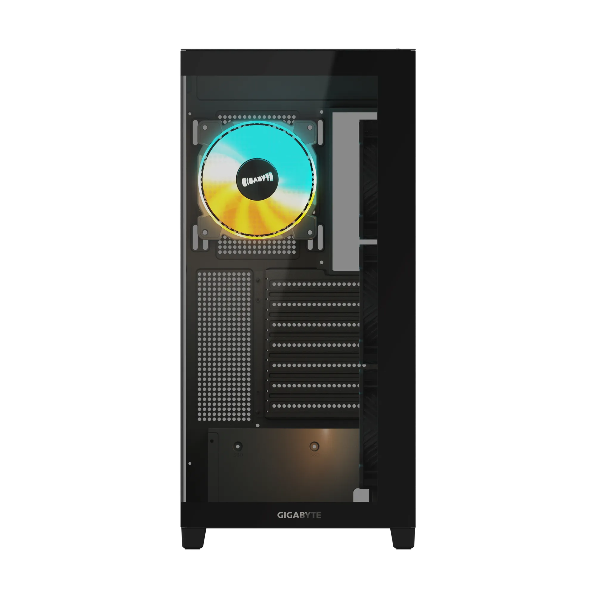 Gigabyte C500 Panoramic Stealth Midi-Tower Case with window and RGB lighting, Black