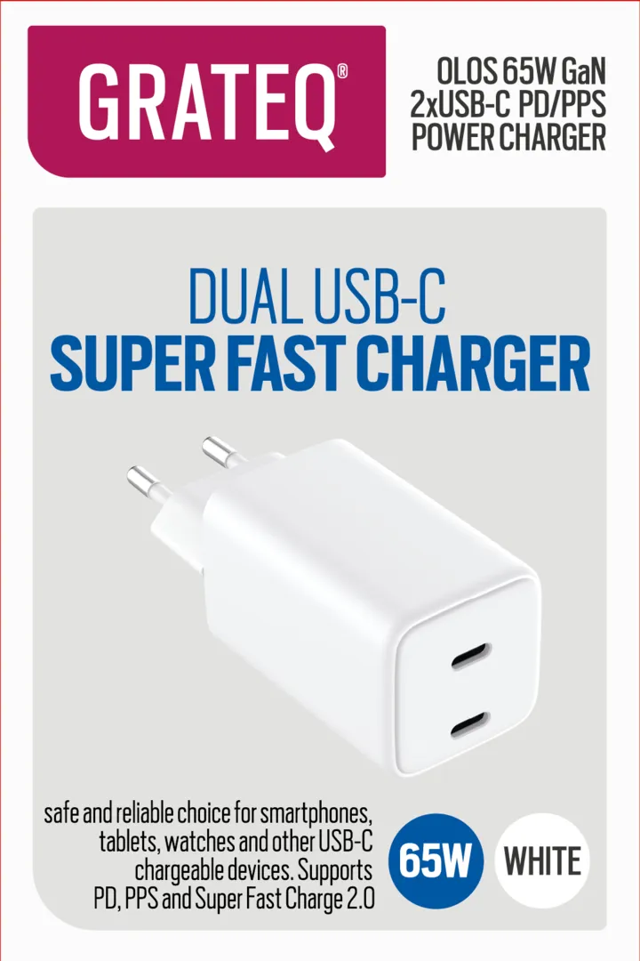 Olos 65w 2xUSB-C PD/PDS - ac charger