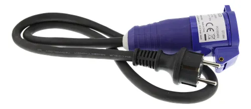 Deltaco Adapter cabel, CEE 16A, CEE socket to CEE7/7 male, outdoor-use IP44, 1m, Black