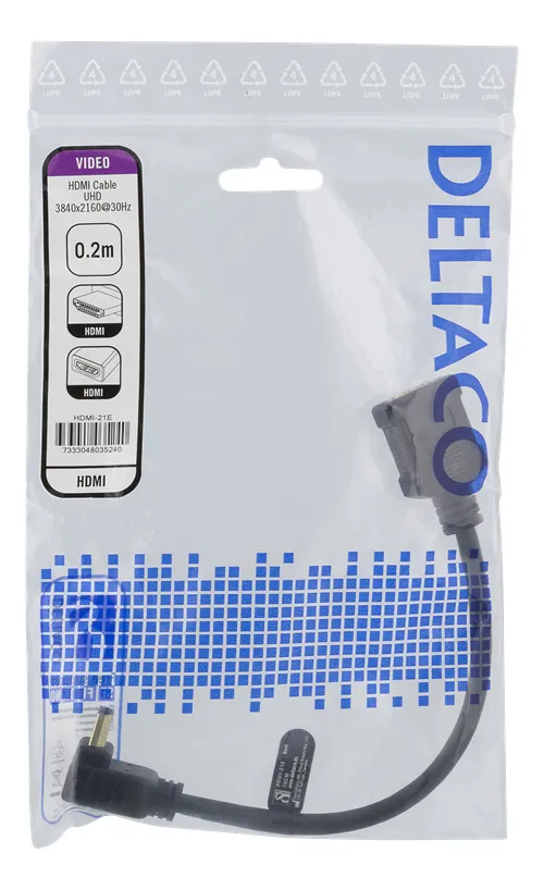 Deltaco  HDMI – HDMI 1.4 -kaapeli, 0,2 m, Musta