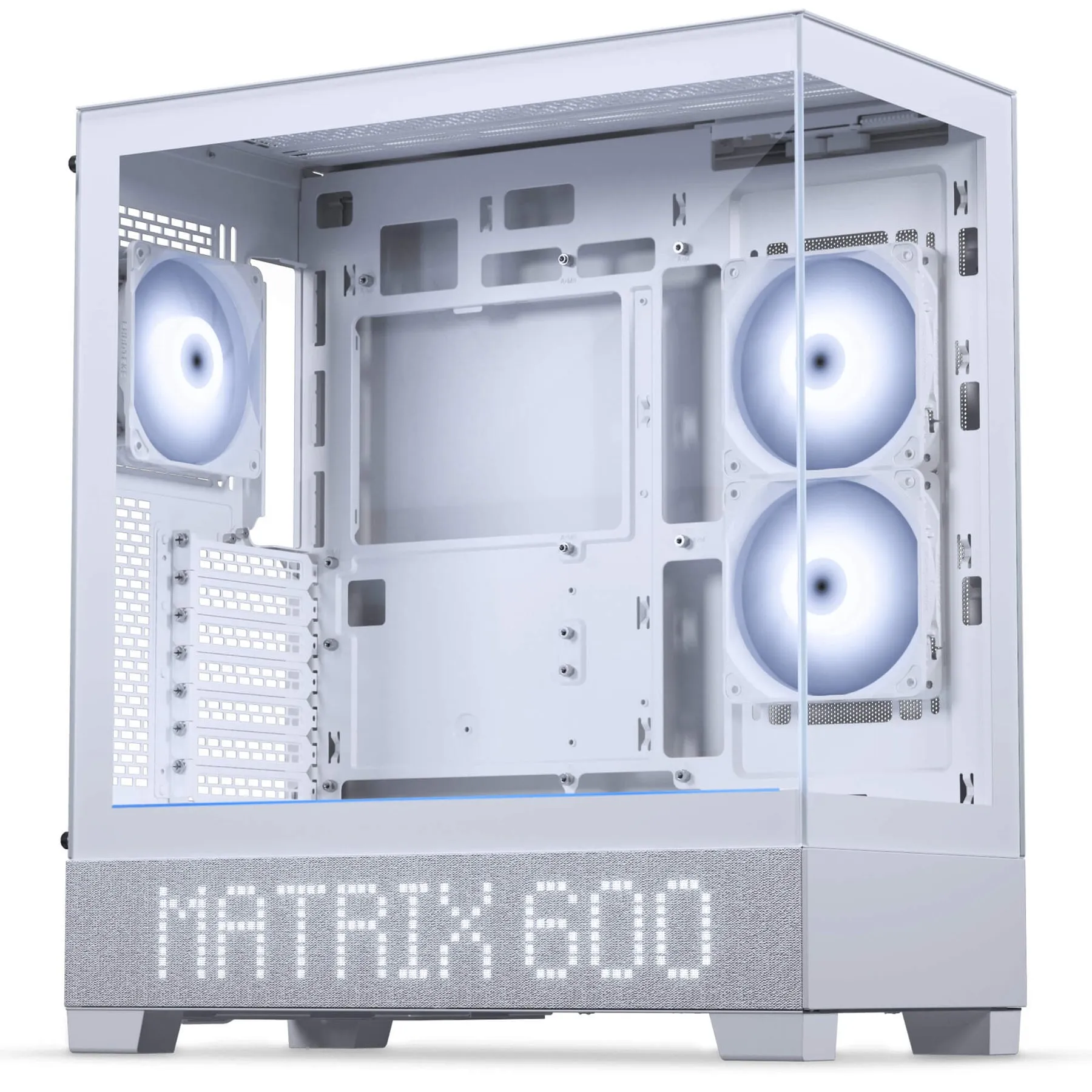 Phanteks XT View Matrix -miditornikotelo ikkunalla ja RGB-valaistuksella, harmaavalkoinen