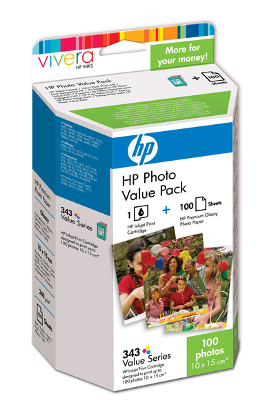 HP Pap/ph 10x15 100sh+ink cart/343 ML AM