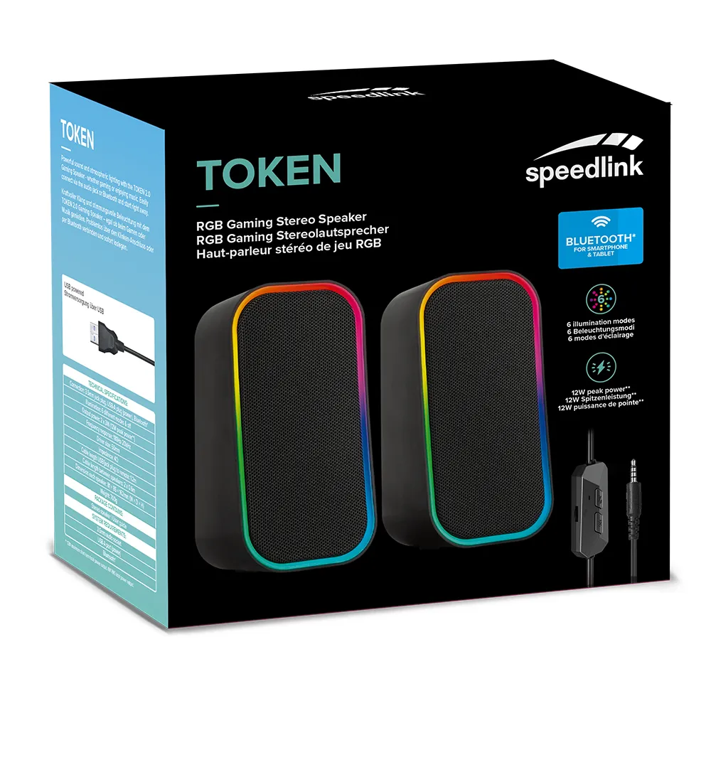 SpeedLink TOKEN RGB Gaming Stereo Speaker, black