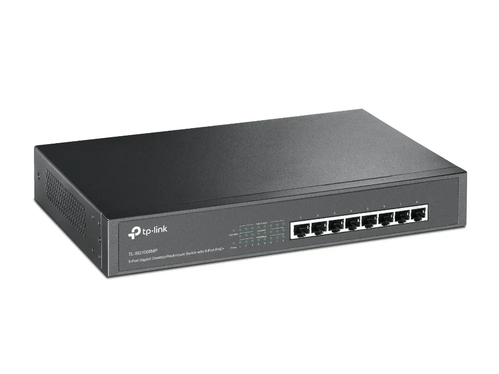 TP-Link 8-Port Gigabit PoE+ Switch, 8 Gigabit RJ45 Ports, 802.3at/af, 126W PoE Power, 1U 13-inch Rack-mountable Steel Case
