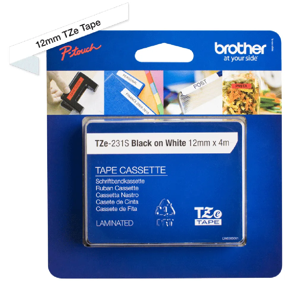 BROTHER TZE231S 12 BLACK ON WHITE