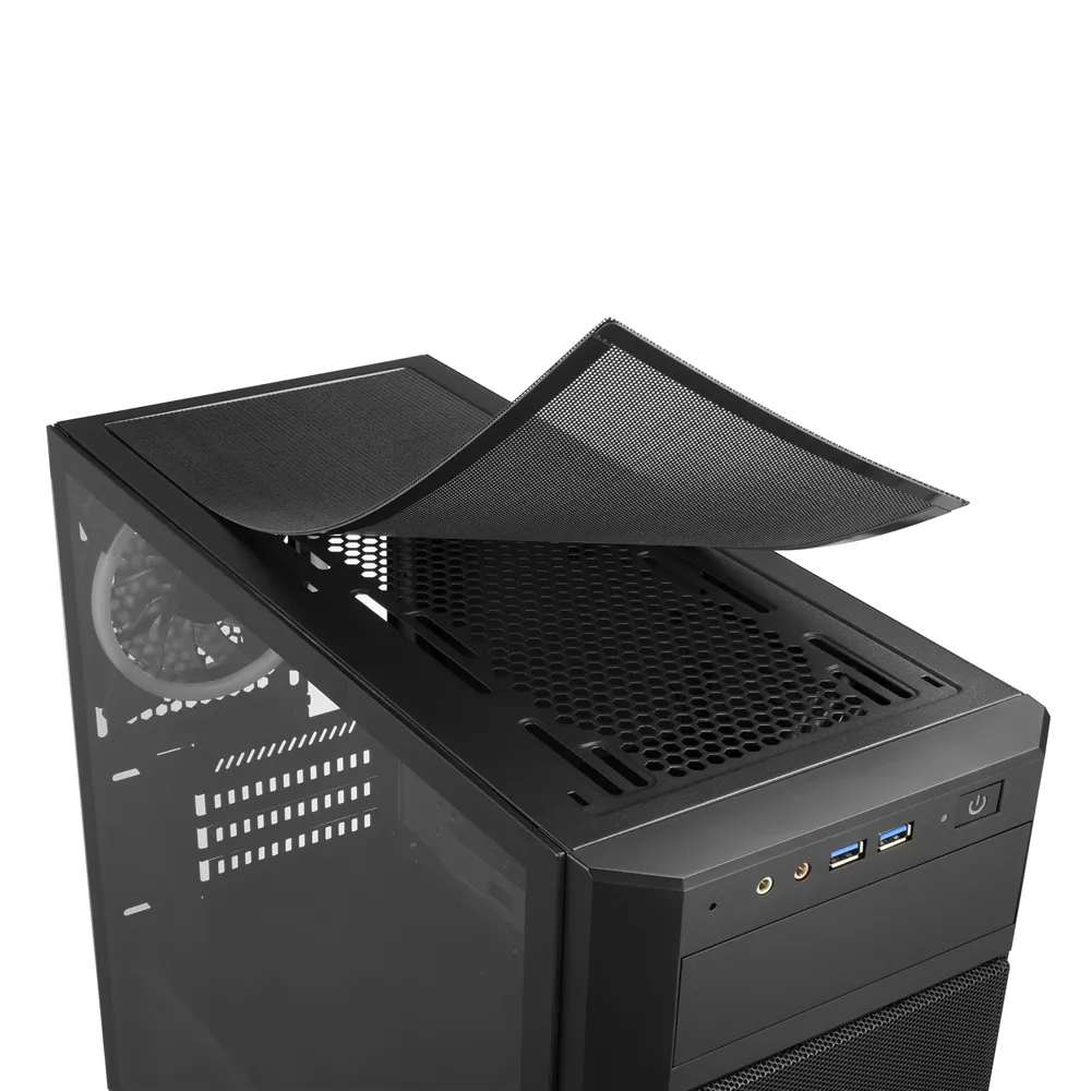 Sharkoon V1000 RGB micro-ATX chassi med f&ouml;nster med RGB-belysning, svart