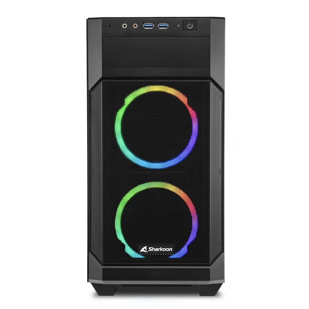 Sharkoon V1000 RGB micro-ATX chassi med f&ouml;nster med RGB-belysning, svart